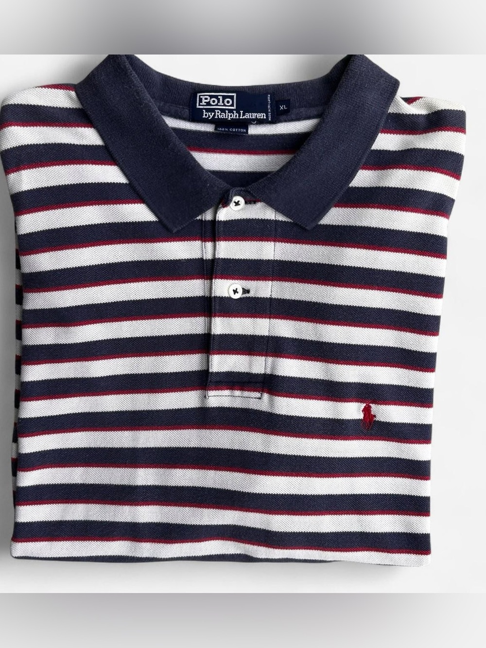 Polo by Ralph Lauren Navy, White & Red Striped Men’s Polo Shirt XL